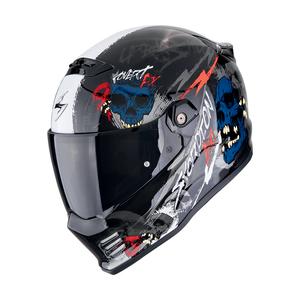 Integrální helma na motorku Scorpion COVERT FX SKULLZ černo-šedo-červená