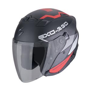 Otevřená helma na motorku SCORPION EXO-230 BAND matná černo-červeno-stříbrná