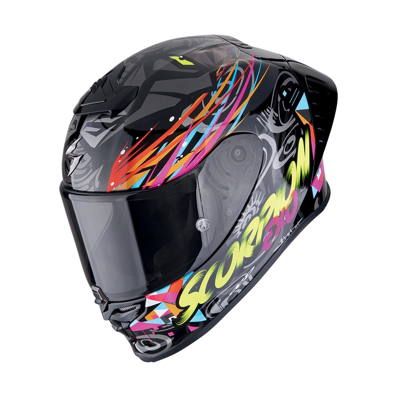 Integrální helma na motorku Scorpion EXO-R1 EVO II AIR SAVAGE černo-modro-růžová