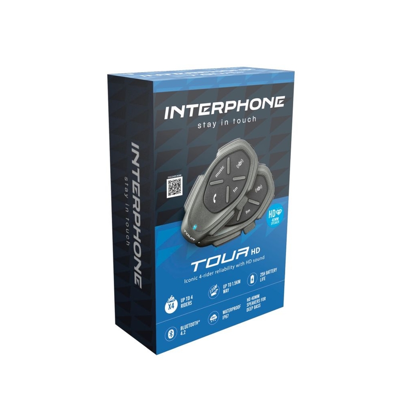 Bluetooth handsfree Interphone CellularLine TOUR HD Twin Pack 2 ks