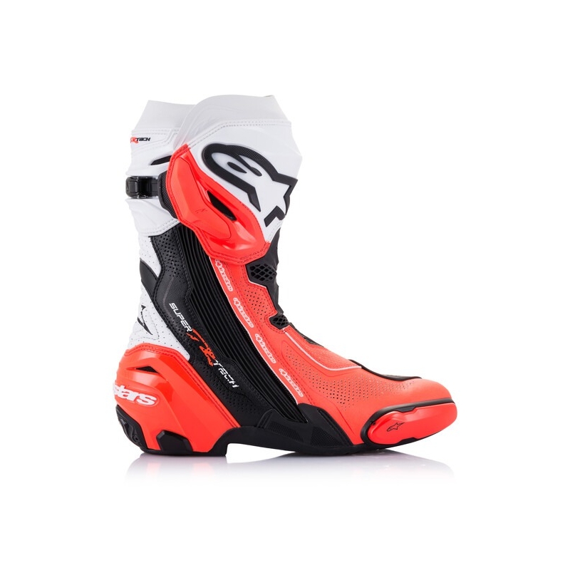 Boty na motorku Alpinestars Supertech R Vented černo-bílo-fluo červené