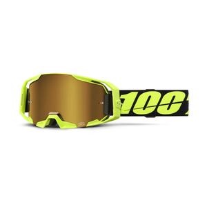 Motokrosové brýle 100% ARmatic Neon Yellow se zlatým true plexi