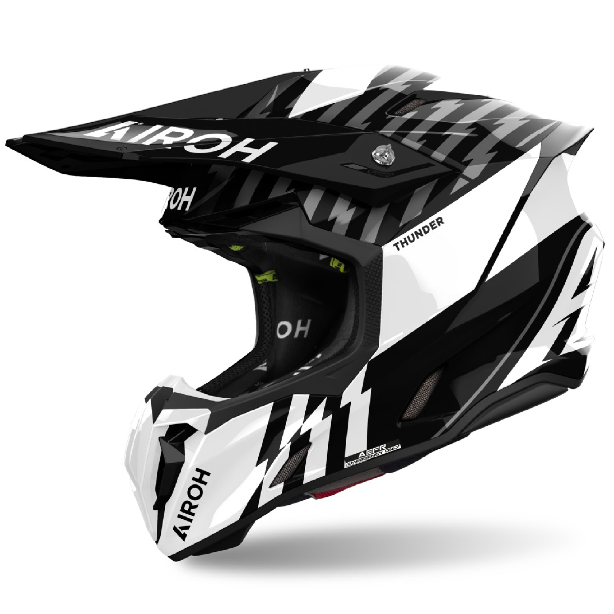 Motokrosová helma Airoh Twist 3 Thunder 2024 lesklá černo-bílá Velikost: XS