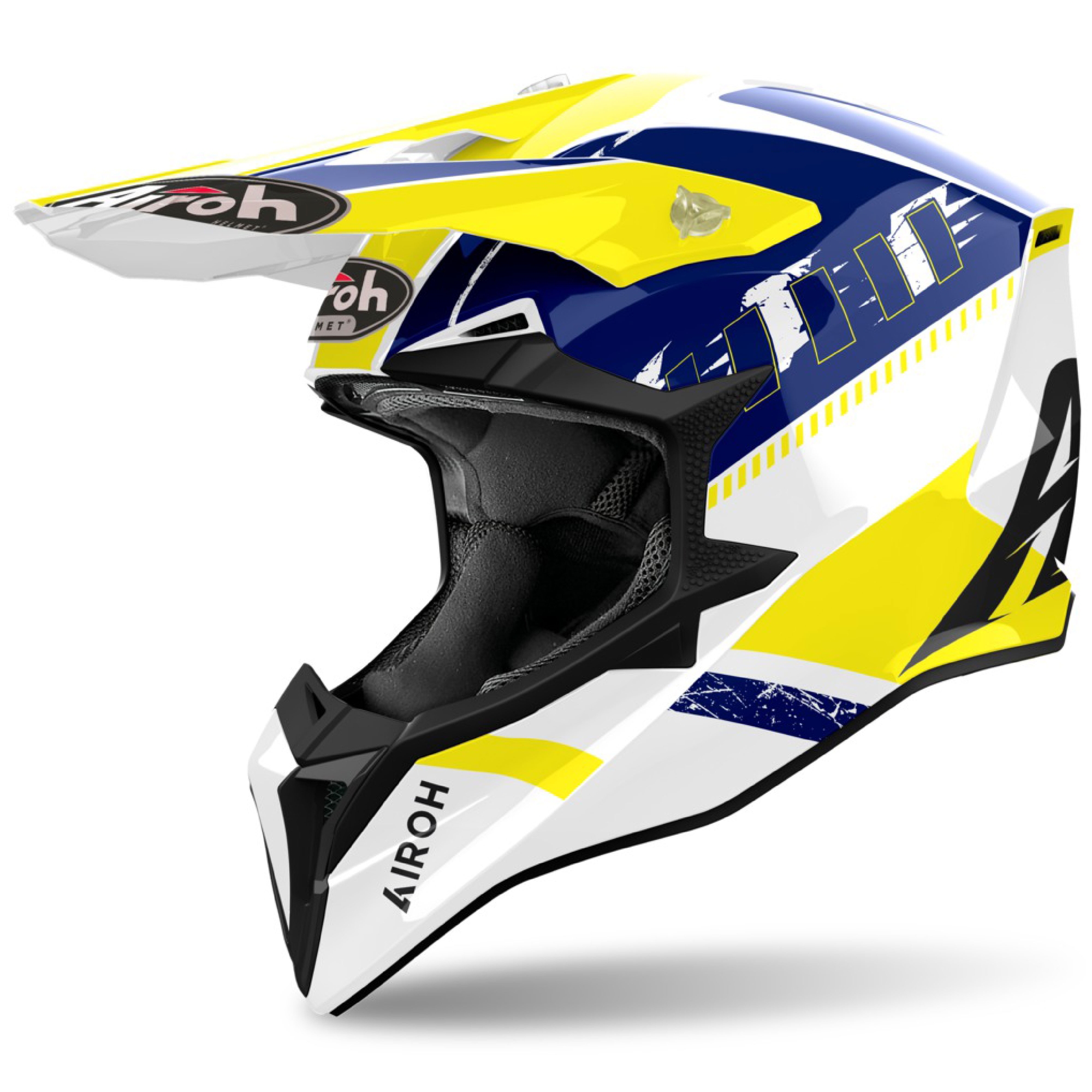 Motokrosová helma Airoh Wraaap Feel 2024 lesklá žluto-modrá Velikost: 2XS