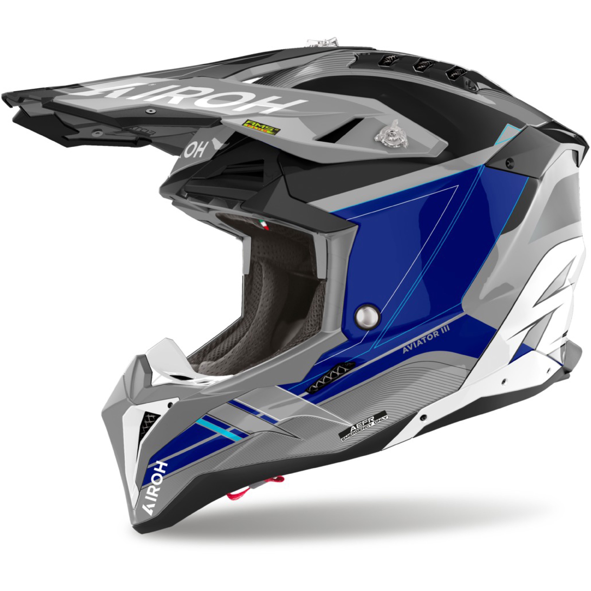 Motokrosová helma Airoh Aviator 3 Saber lesklá modrá Velikost: XS