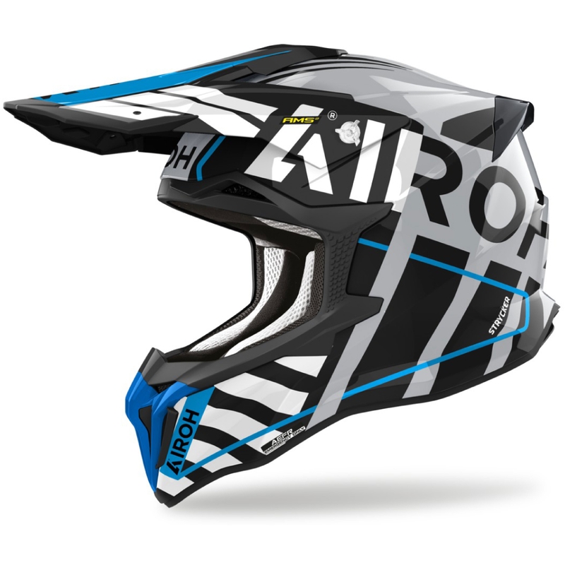 Motokrosová helma Airoh Strycker Brave 2024 lesklá modro-šedá výprodej