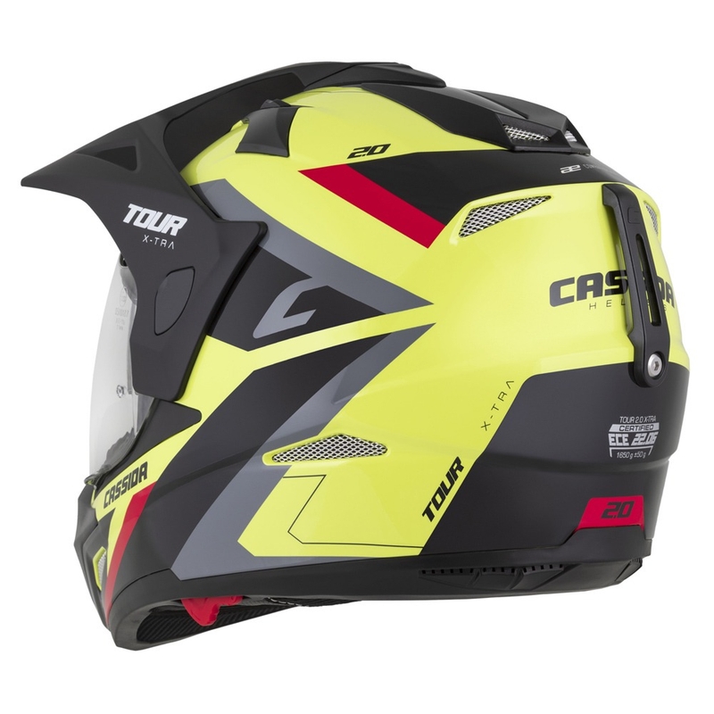 Enduro přilba Cassida Tour 2.0 X-tra fluo žluto-černo-červeno-šedá s černým matným kšiltem
