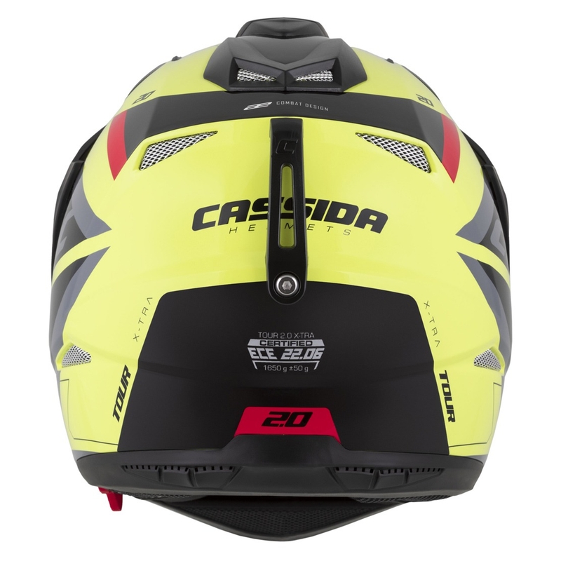 Enduro přilba Cassida Tour 2.0 X-tra fluo žluto-černo-červeno-šedá s černým matným kšiltem