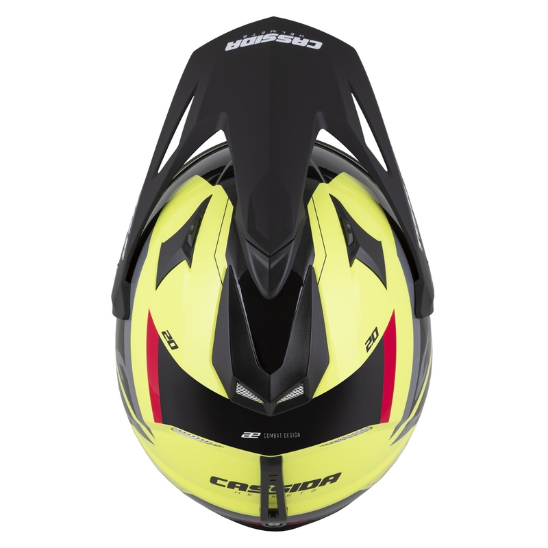 Enduro přilba Cassida Tour 2.0 X-tra fluo žluto-černo-červeno-šedá s černým matným kšiltem