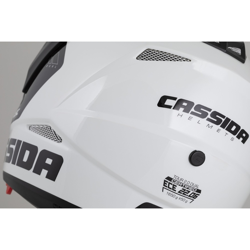 Enduro přilba Cassida Tour 2.0 X-tra bílo-červeno-černá s černým matným kšiltem