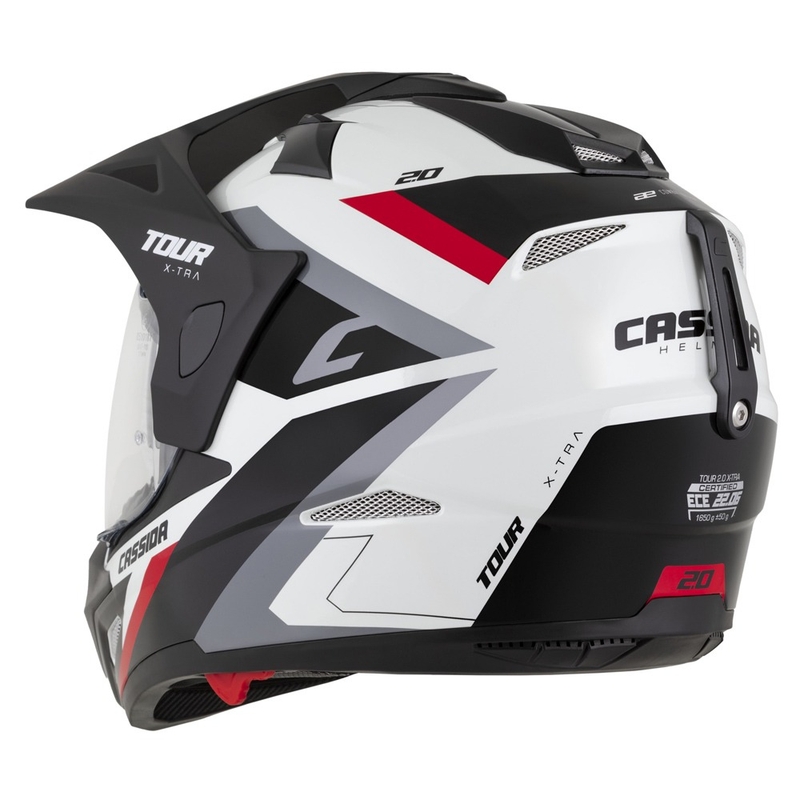 Enduro přilba Cassida Tour 2.0 X-tra bílo-červeno-černá s černým matným kšiltem