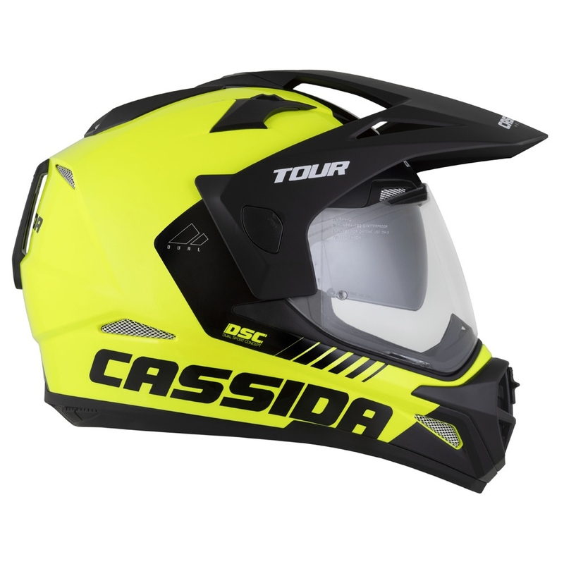 Enduro přilba Cassida Tour 2.0 Dual fluo žluto-černo-černá s černým matným kšiltem