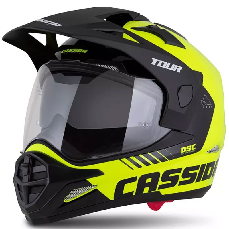 Enduro přilba Cassida Tour 2.0 Dual fluo žluto-černo-černá s černým matným kšiltem