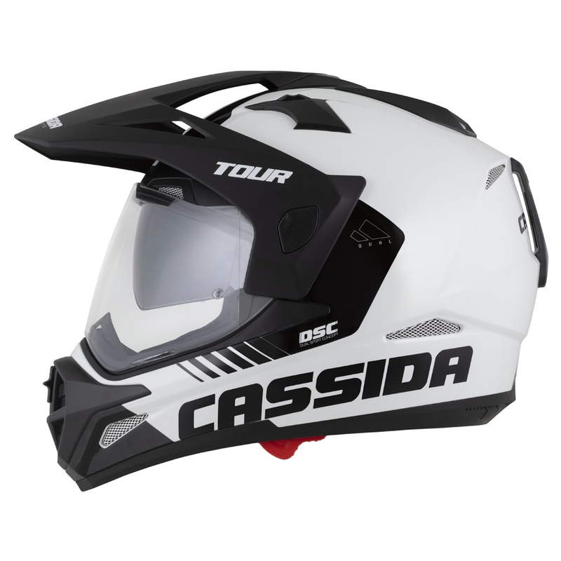 Enduro přilba Cassida Tour 2.0 Dual bílo-černá s černým matným kšiltem