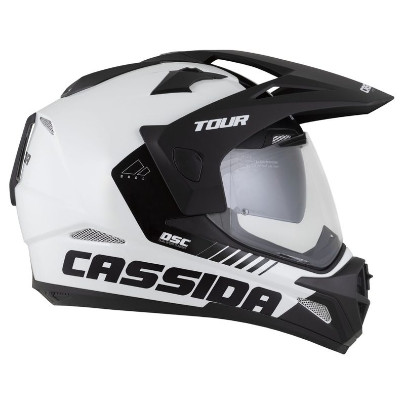 Enduro přilba Cassida Tour 2.0 Dual bílo-černá s černým matným kšiltem