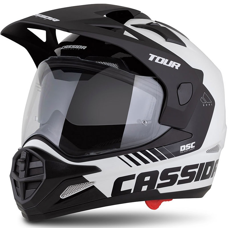 Enduro přilba Cassida Tour 2.0 Dual bílo-černá s černým matným kšiltem