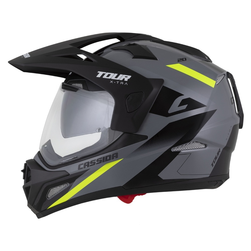 Enduro přilba Cassida Tour 2.0 X-tra šedo-fluo žluto-černá s černým matným kšiltem