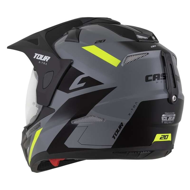 Enduro přilba Cassida Tour 2.0 X-tra šedo-fluo žluto-černá s černým matným kšiltem