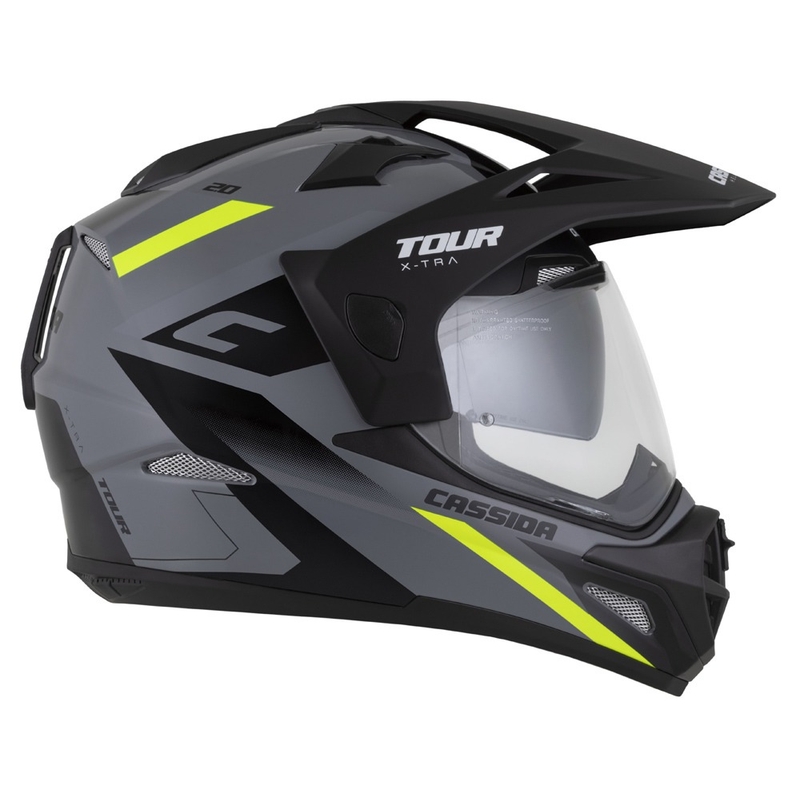 Enduro přilba Cassida Tour 2.0 X-tra šedo-fluo žluto-černá s černým matným kšiltem