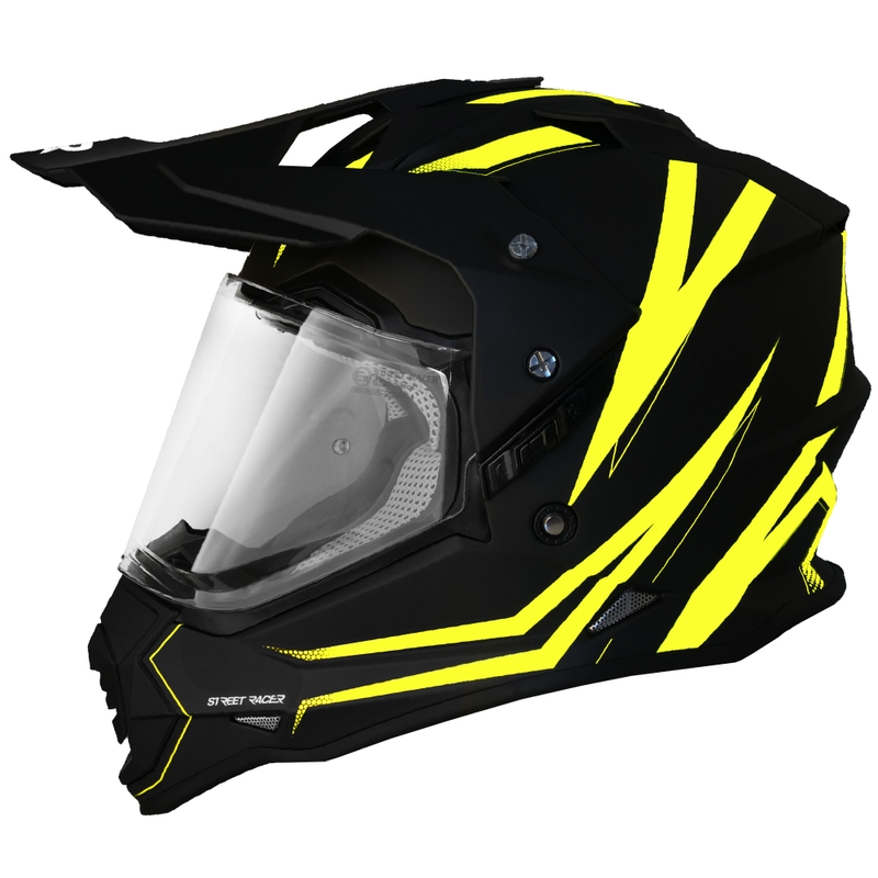 Enduro helma na motorku Street Racer Ignite matná černo-fluo žlutá