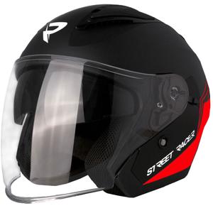 Otevřená helma na motorku Street Racer Sonic matná černo-červená