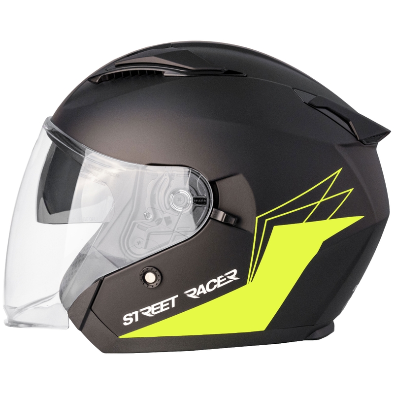 Otevřená helma na motorku Street Racer Sonic matná černo-fluo žlutá