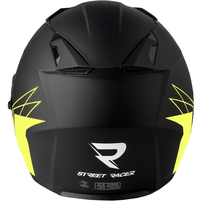 Otevřená helma na motorku Street Racer Sonic matná černo-fluo žlutá