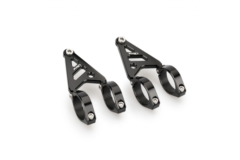 Clamp set PUIG LUMEN LED 20878N d 35-37cm + suport for headlights černý