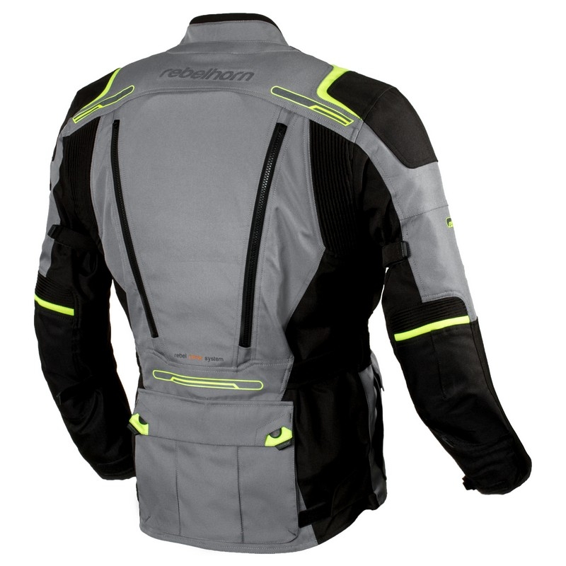 Kombinéza na motorku Rebelhorn Cubby III šedo-černo-fluo žlutá