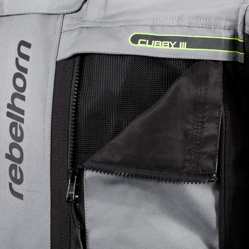 Kombinéza na motorku Rebelhorn Cubby III šedo-černo-fluo žlutá