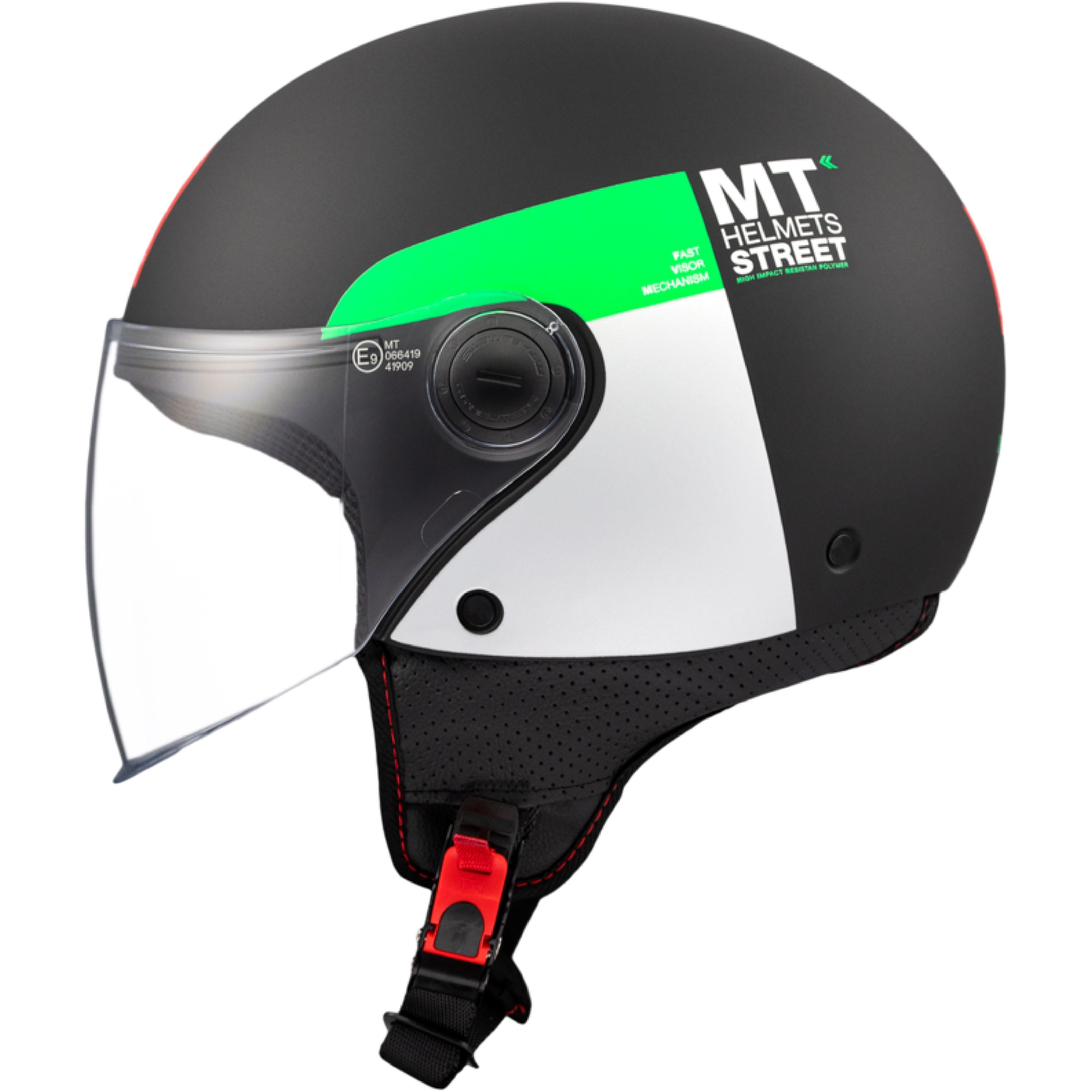 Otevřená helma na motorku MT STREET INBOARD D6 matná černo-zelená Velikost: M