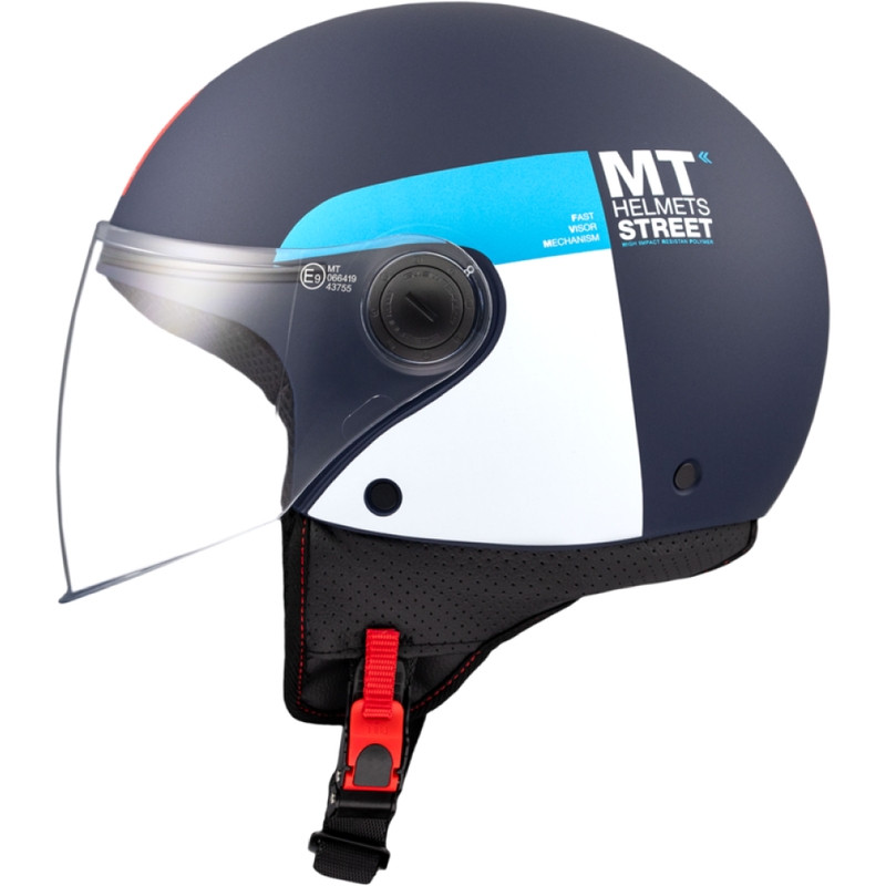 Otevřená helma na motorku MT STREET INBOARD C7 matná modro-bílá