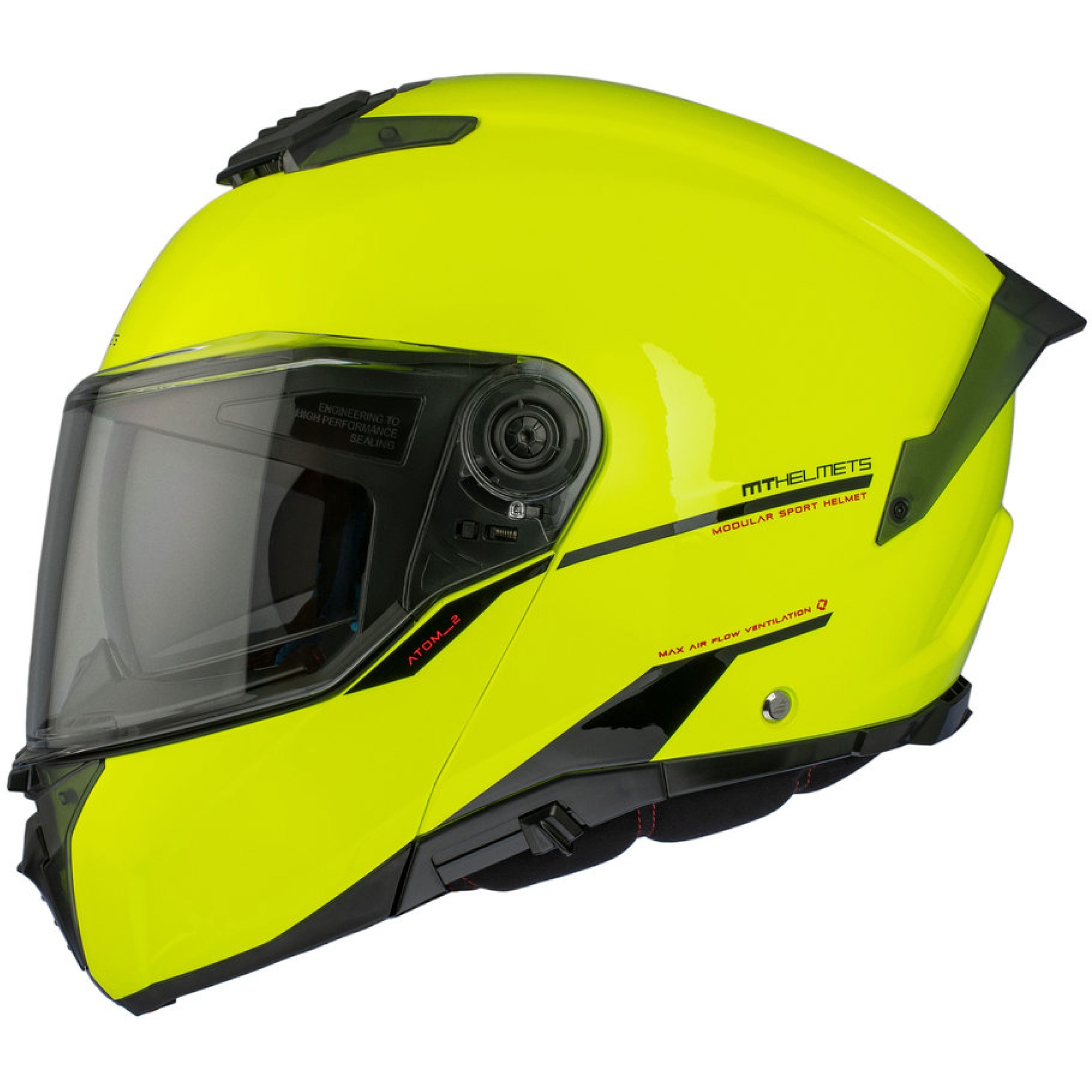 Vyklápěcí helma na motorku MT ATOM 2 SV SOLID A3 fluo žlutá lesklá Velikost: M
