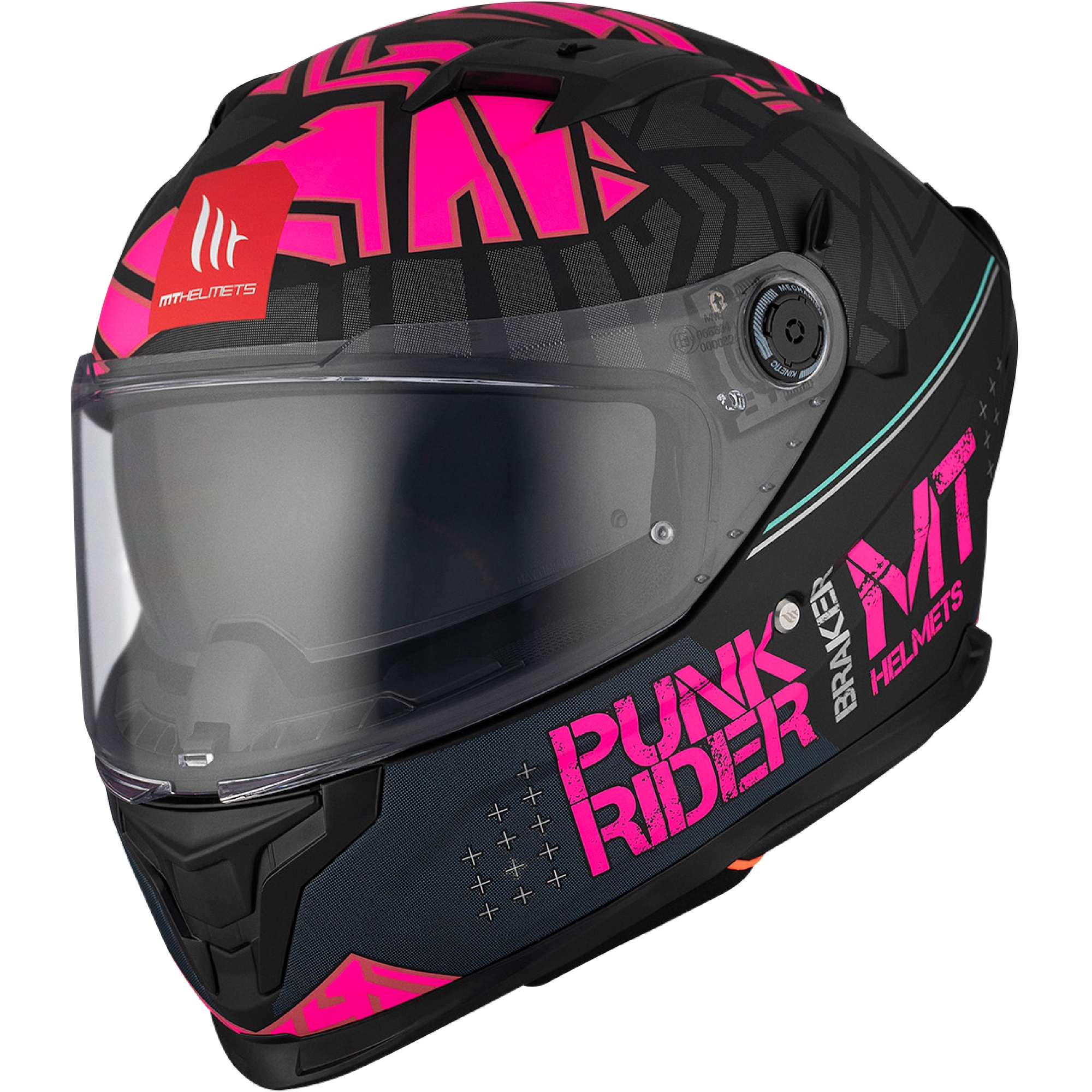Integrální helma na motorku MT BRAKER SV PUNK RIDER B8 černo-růžová Velikost: XS