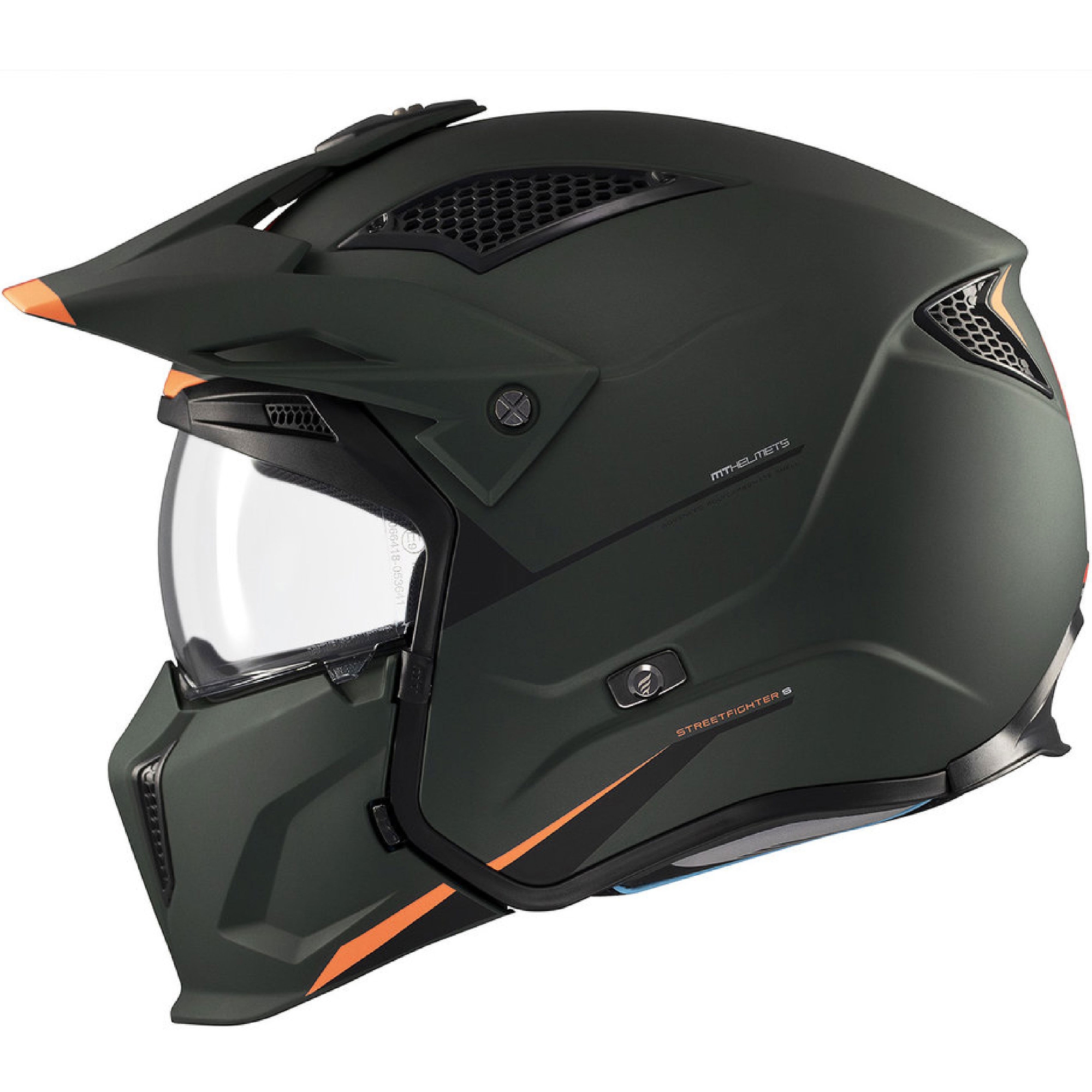 Otevřená helma s maskou MT Streetfighter SV S Solid A6 matná zelená Velikost: M
