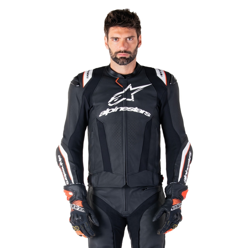 Kožená bunda na motorku Alpinestars Missile 3 Ignition černo-bílá