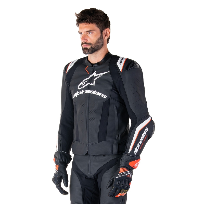 Kožená bunda na motorku Alpinestars Missile 3 Ignition černo-bílá