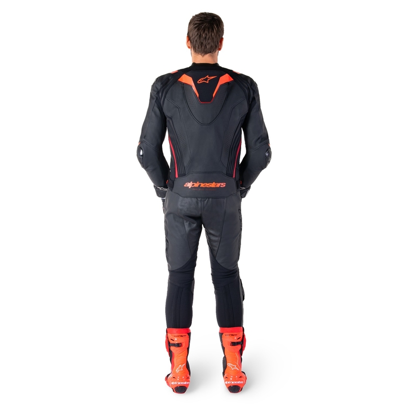 Kožená bunda na motorku Alpinestars Missile 3 Ignition černo-fluo červeno-tmavě červená