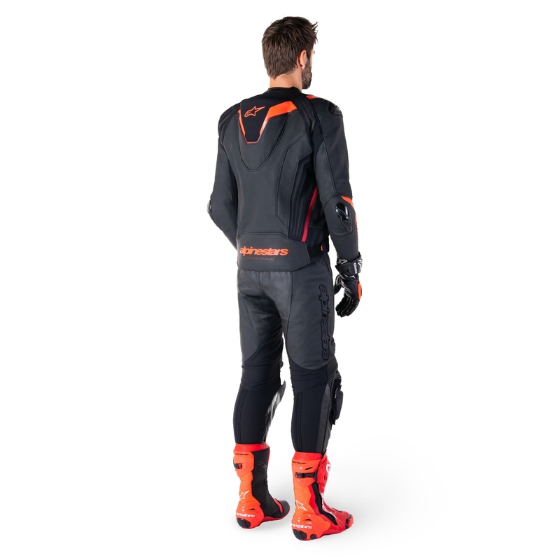 Kožená bunda na motorku Alpinestars Missile 3 Ignition černo-fluo červeno-tmavě červená