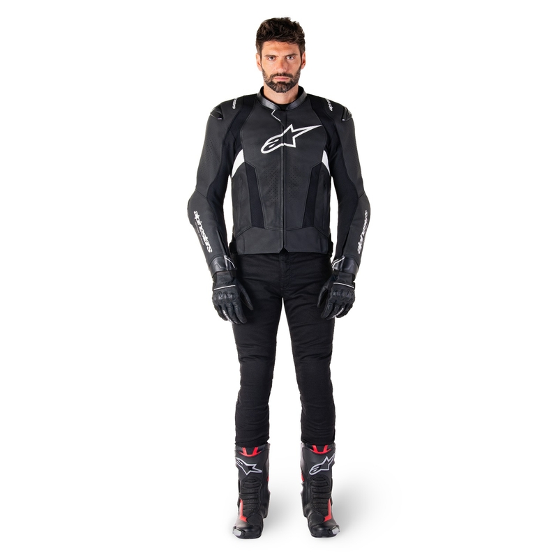 Kožená bunda na motorku Alpinestars Missile 3 černo-bílá