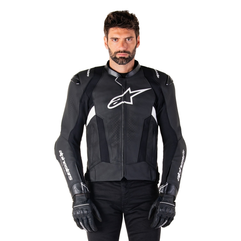 Kožená bunda na motorku Alpinestars Missile 3 černo-bílá