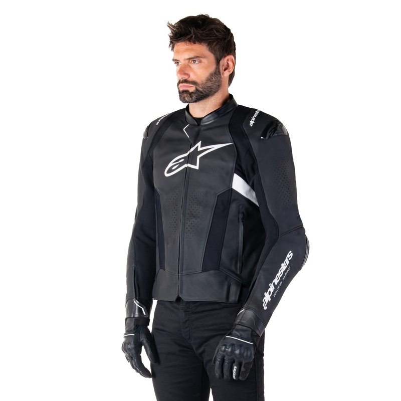 Kožená bunda na motorku Alpinestars Missile 3 černo-bílá