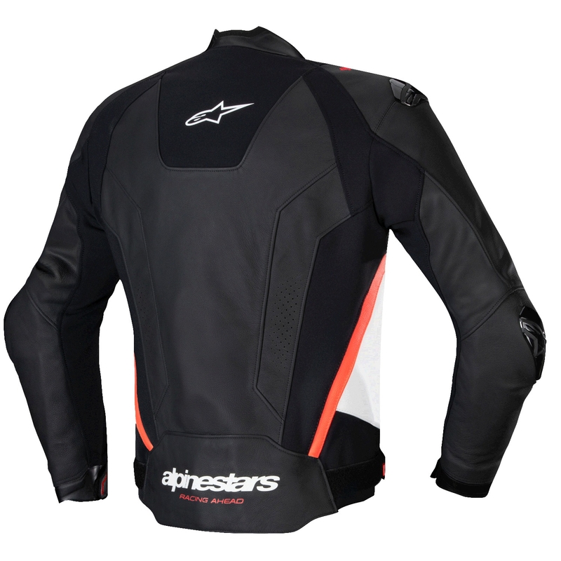 Kožená bunda na motorku Alpinestars Missile 3 černo-bílo-fluo červená