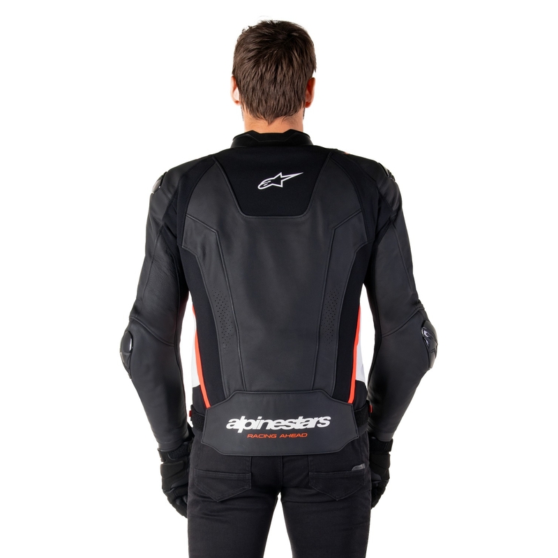 Kožená bunda na motorku Alpinestars Missile 3 černo-bílo-fluo červená