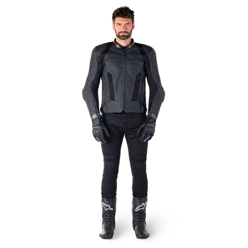 Kožená bunda na motorku Alpinestars Missile 3 Airflow černo-černá