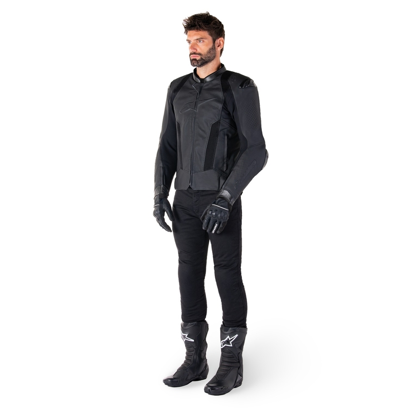 Kožená bunda na motorku Alpinestars Missile 3 Airflow černo-černá