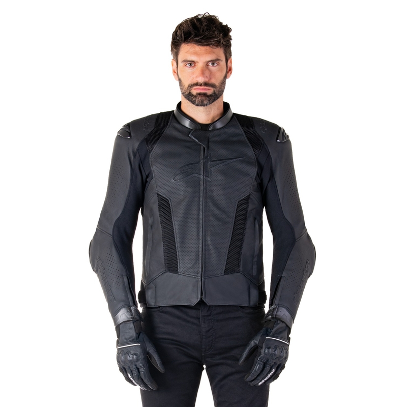 Kožená bunda na motorku Alpinestars Missile 3 Airflow černo-černá