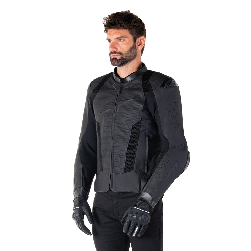 Kožená bunda na motorku Alpinestars Missile 3 Airflow černo-černá