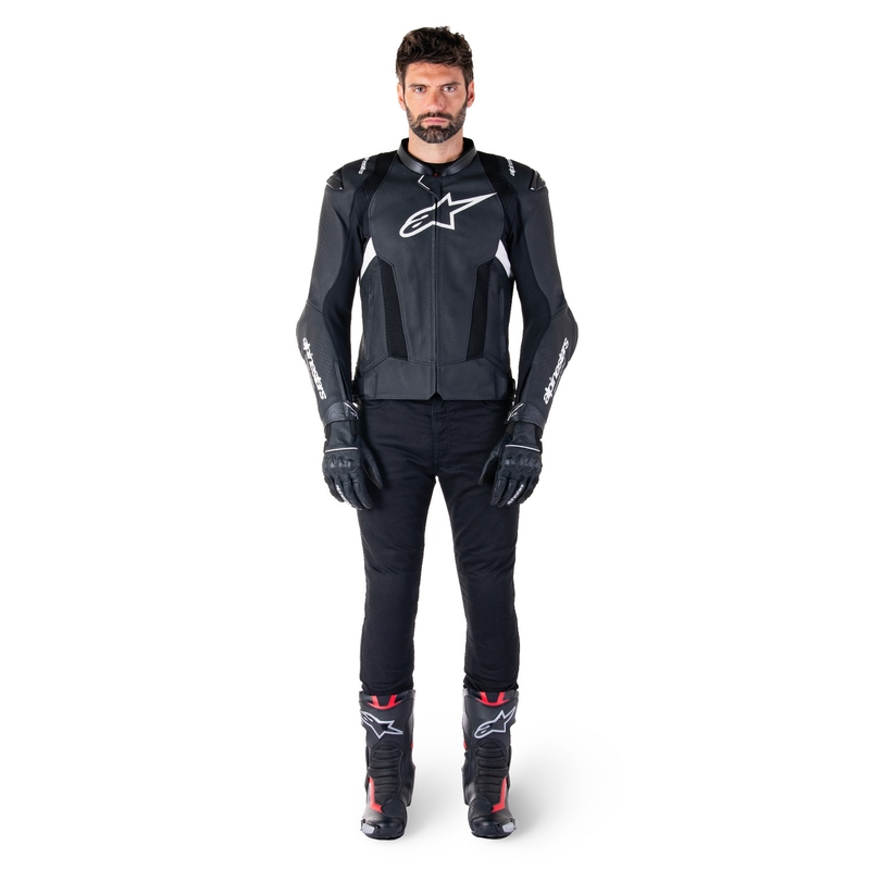 Kožená bunda na motorku Alpinestars Missile 3 Airflow černo-bílá