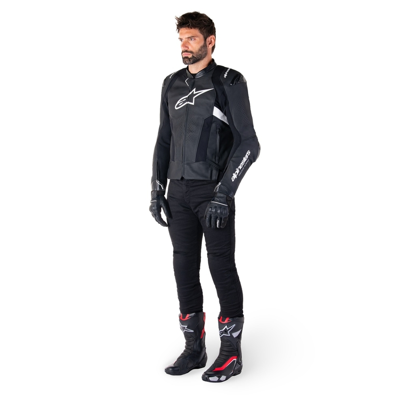 Kožená bunda na motorku Alpinestars Missile 3 Airflow černo-bílá